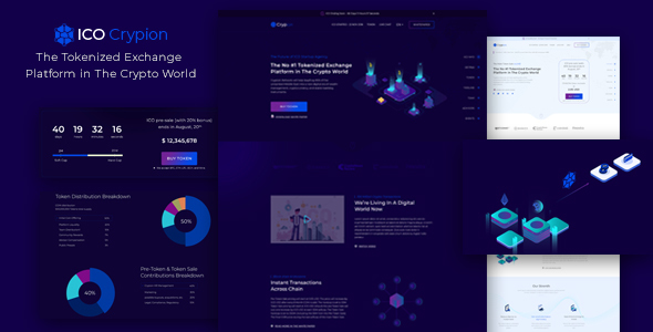 ICO Crypion – Bitcoin and Cryptocurrency Landing Page PSD Template