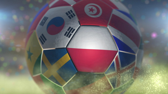 Poland Flag on a Soccer Ball - Football Fly with Particles alt