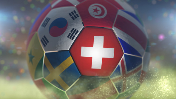 Switzerland Flag on a Soccer Ball - Football Fly with Particles alt