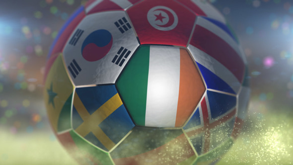 Ireland Flag on a Soccer Ball - Football in Arena alt