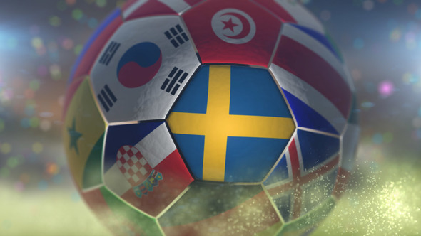Sweden Flag on a Soccer Ball - Football Fly with Particles alt