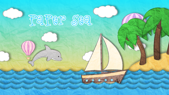 Paper Sea Cartoon Background