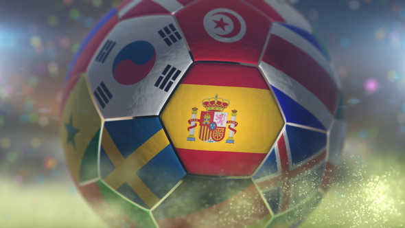 Spain Flag on a Soccer Ball - Football in Stadium alt