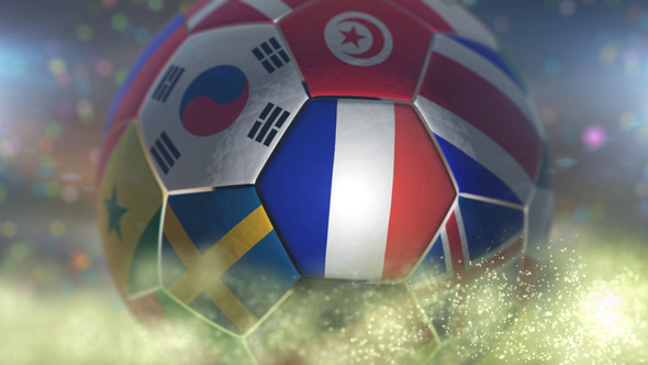 France Flag on a Soccer Ball - Football Fly with Particles alt
