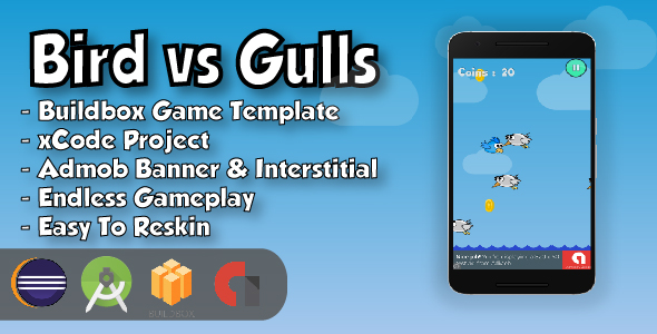 Bird vs Gulls - Android Studio Project & Game Template (64bit)