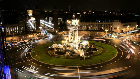 City Square Life Traffic at Night