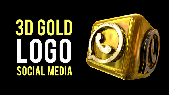 3D Gold Logos Social Media