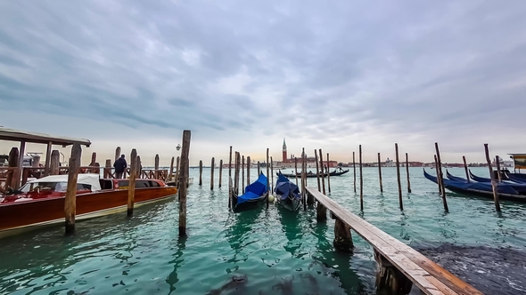 Gondolas View  in Venice, Italy