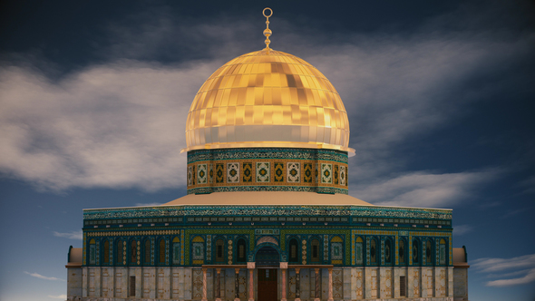 4K Dome of Rock Mosque Al Quds Orbit