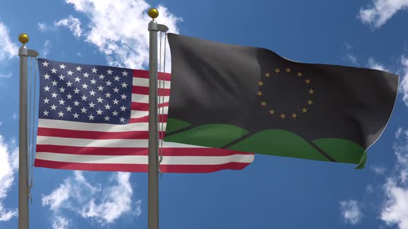 Usa Flag Vs Montpelier City Flag Vermont  On Flagpole
