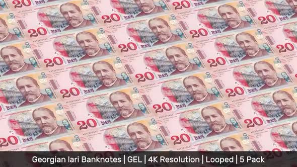 Georgia Banknotes Money / Georgian lari / Currency ₾ / GEL/ | 5 Pack | - 4K