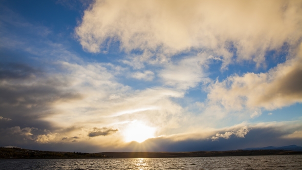 Dramatic Sunset Over the Lake