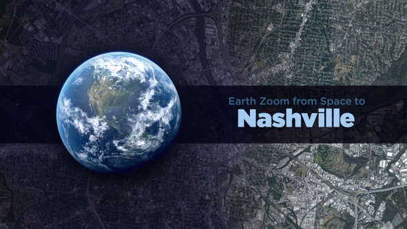 Nashville (Tennessee, USA) Earth Zoom to the City from Space
