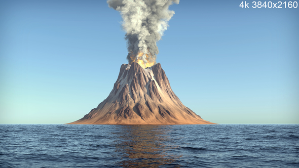 Volcano on Sea 4k