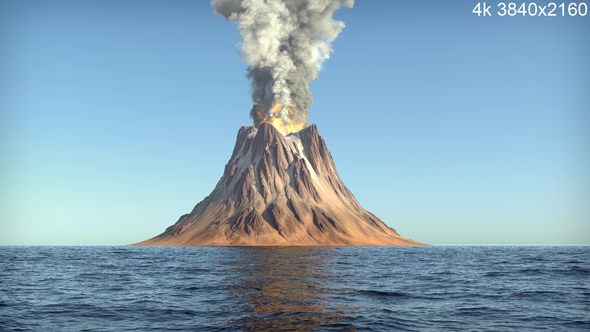 Volcano on Sea 4k alt