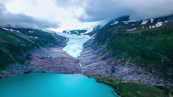 Svartisen Glacier in Norway Aerial View