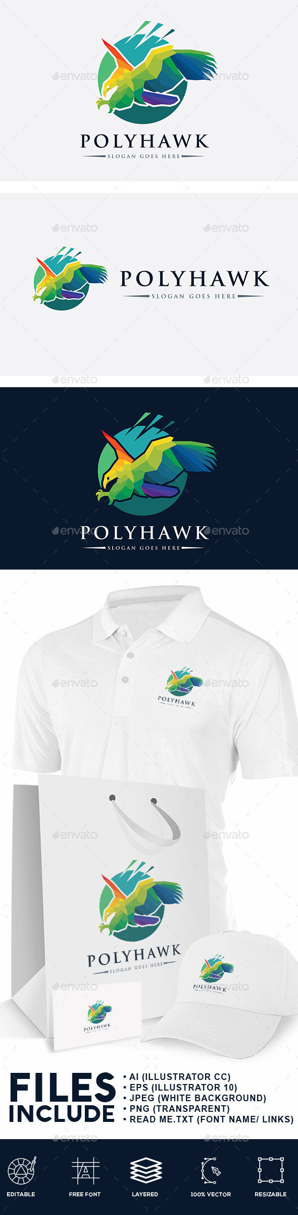 Polygonal Hawk Bird Logo