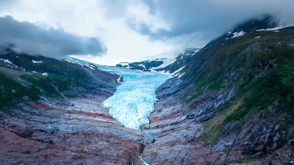 Svartisen Glacier in Norway Aerial View