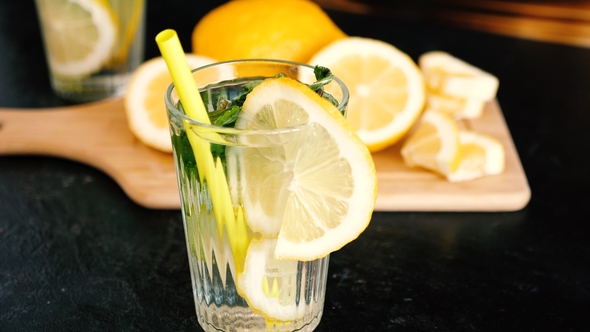 Homemade Lemonade in a Glass with Mint