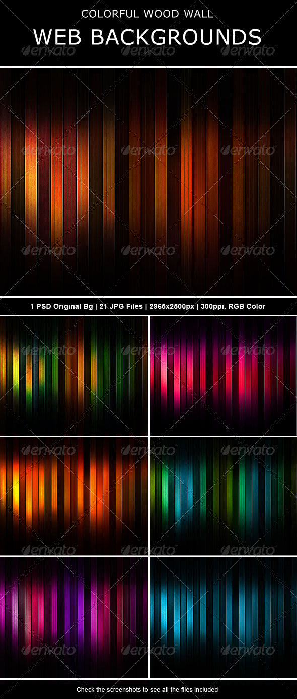 Colorful Wood Wall Backgrounds