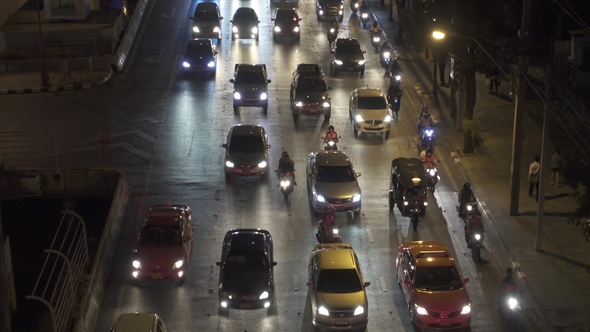 Traffic Jam on the Streets of Bangkok, Thailand