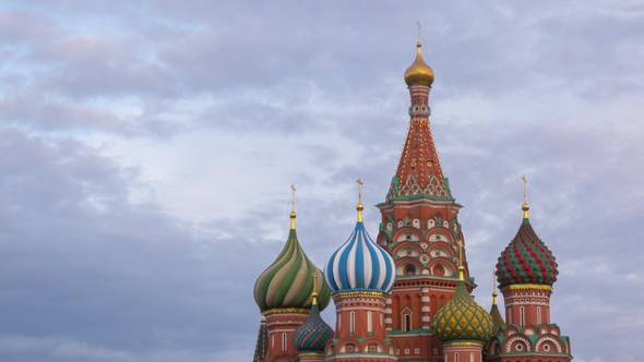 Saint Basil Cathedral and Clouds in Moscow, Russia