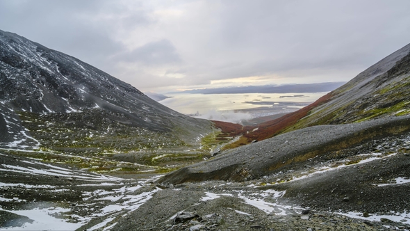 View on Ushuaia During Sunset From Glacier Martial . Autumn in Patagonia, The Argentine Side