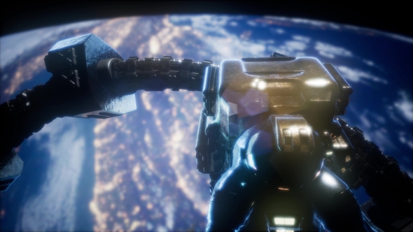 Astronaut and International Space Station alt