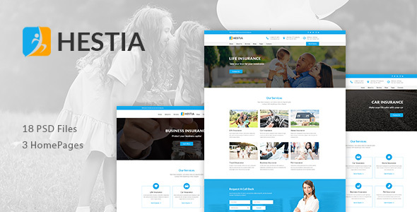 Hestia - Insurance Agency & Business PSD Template