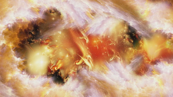 Colorful Flight Through the Nebula in Space alt