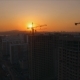 Aerial View Shot of the Sunset on the Construction of a New District on the Bank of the Yenisei - VideoHive Item for Sale