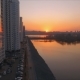 Aerial View Shot Sunset Over the New District on the Banks of the Yenisei River. Krasnoyarsk, Russia - VideoHive Item for Sale