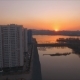 Aerial View Shot Sunset Over the New District on the Banks of the Yenisei River. Krasnoyarsk, Russia - VideoHive Item for Sale