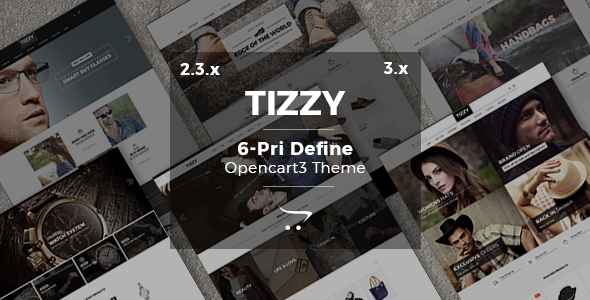 Tizzy - Multipurpose Responsive | Fashion | Watch | Bag | Shoes | Hat And Sunglasses Opencart 3.X