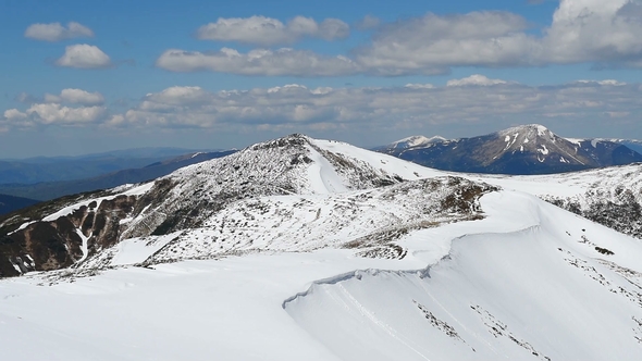 Mysterious Winter Landscape Majestic Mountains in Winter. Magical Winter Snow Covered Mountain Peak