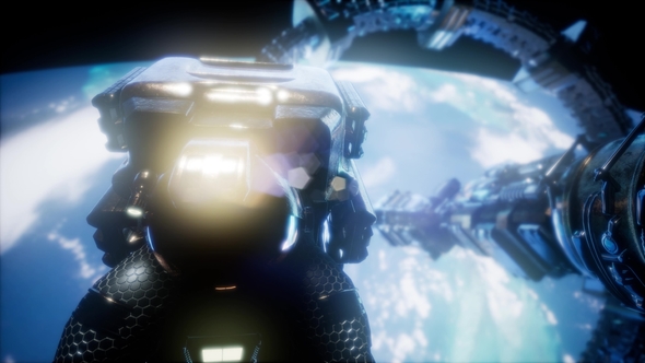 Astronaut and International Space Station alt