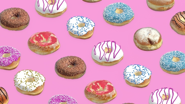 Different Donuts on a Pink Background
