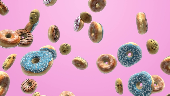 Different Donuts on a Pink Background
