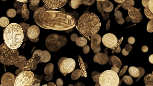 Falling Gold Coins Bitcoin