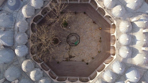 Mosque in Istanbul, Turkie. Sunny Day. Aerial Drone View Shot. Blue Sky, Daylight. City Centre