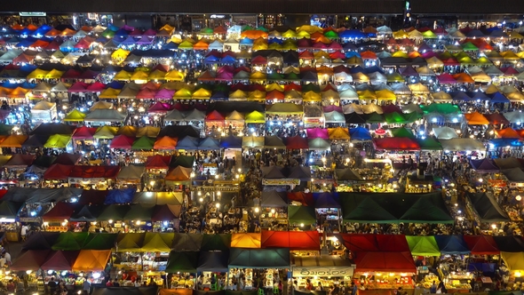 High View of Rod Fai Night Market, Ratchada