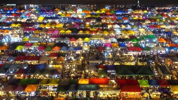 High View of Rod Fai Night Market in Ratchada