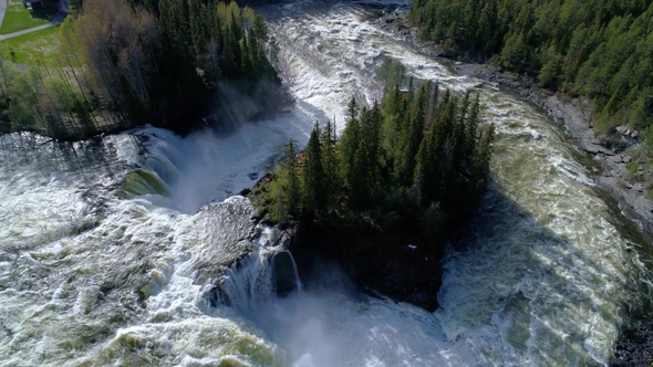 Ristafallet Waterfall in the Western Part of Jamtland