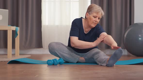 Pensioner Woman Stretching