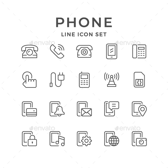 Set Line Icons of Phone