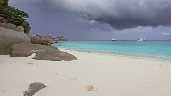 White Sand Beach and Storm Sky on Similan Islands