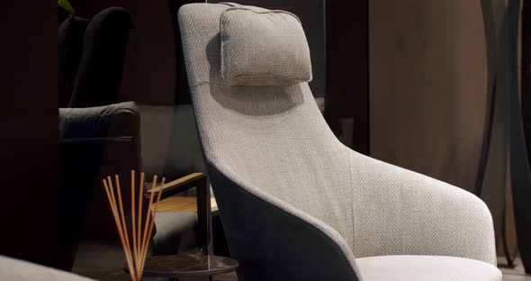 Details Fabric and Textile Modern Brown Gray Chair and Modern Textile Armchair
