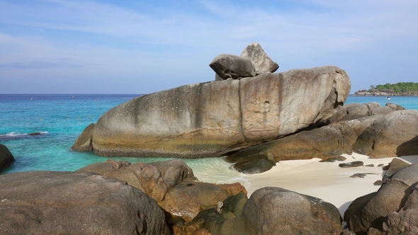 Beach Between Rocks on Similan Islands, Thailand