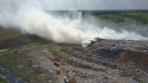 Burning Garbage Dump Pollutes the Environment