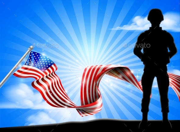 Patriotic Soldier American Flag Background